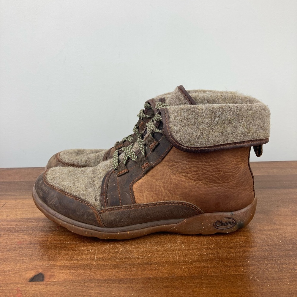 Chaco Barbary Boots Pinecone Leather Casual Lace Up Ankle Hiking Wool Women’s 7. - Picture 2 of 14